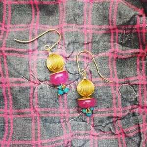 Persian Turquoise and Pink Ruby Blossom Earrings